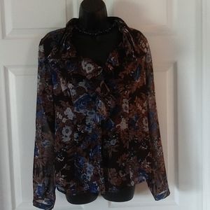 Coldwater Creek Blouse Sz Med & Necklace